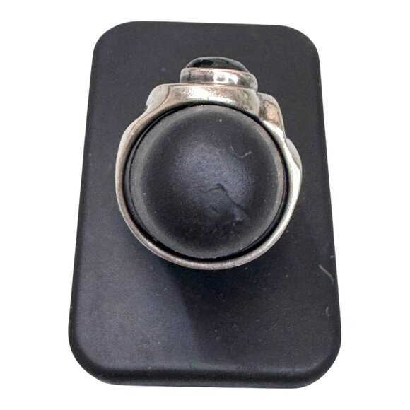 Vintage Modernist Chunky Sterling Silver Black Onyx Geometric Design Ring Sz 5.5 - Picture 8 of 11